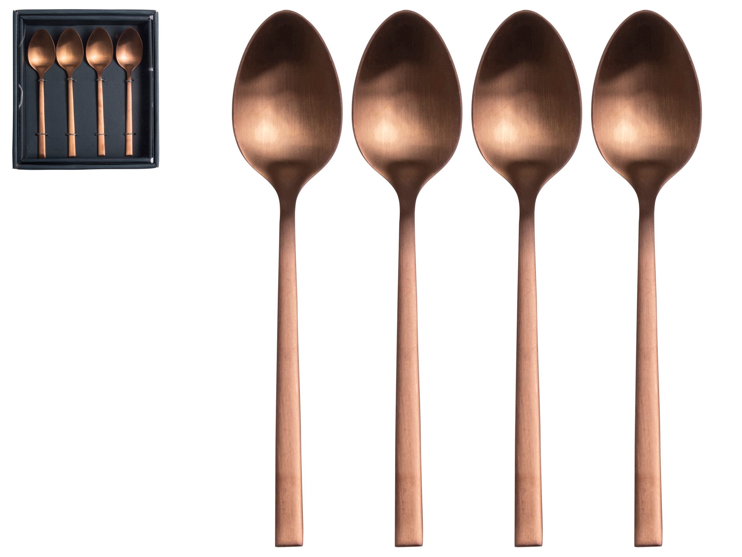 Koffielepeltje koper, 4 stuks