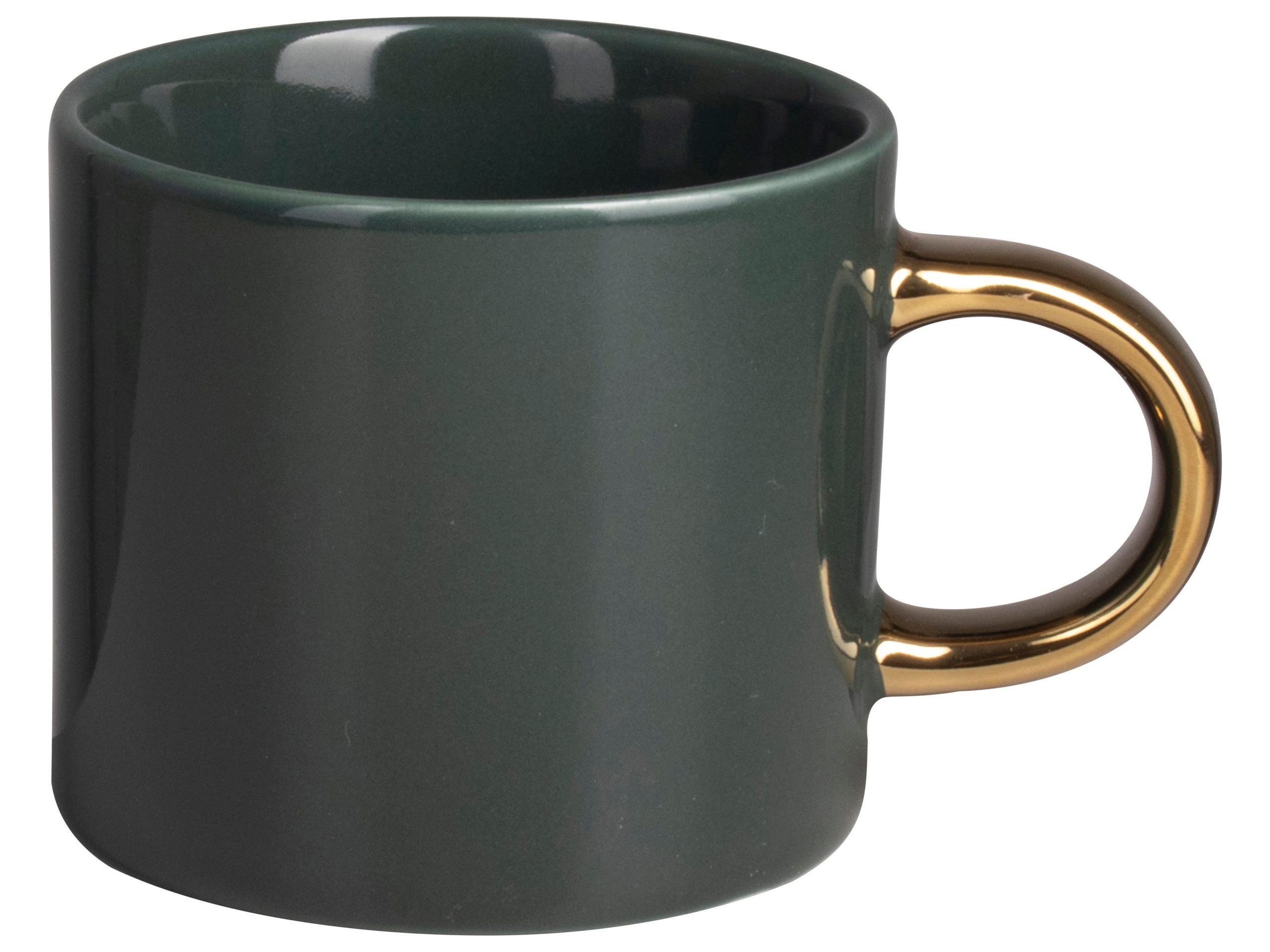 Mok donker groen met gouden oor, 230ml