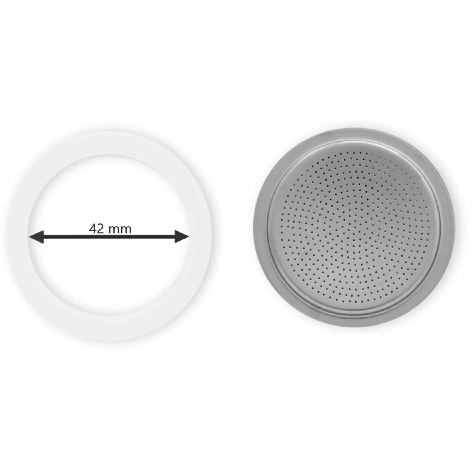Bialetti -  Filterplaatje + Siliconen Ring, 1 & 2/c RVS