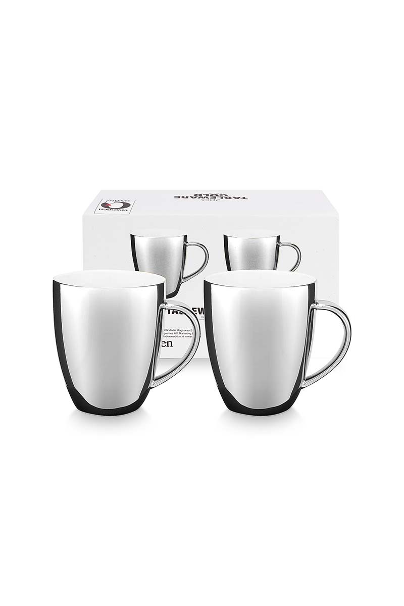 Set van 2 mokken, zilver, 250ml