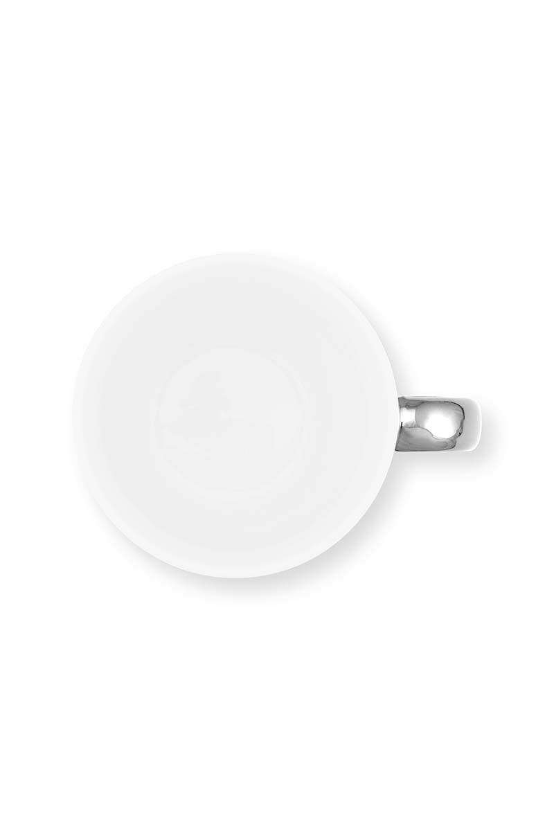 Mok met oor, wit-zilver, 250ml, vtwonen servies