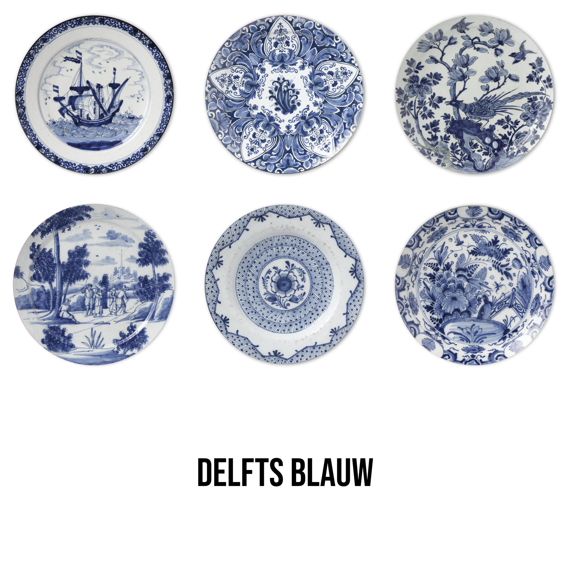 Bont - Onderzetters Delfts Blauw, 6 stuks
