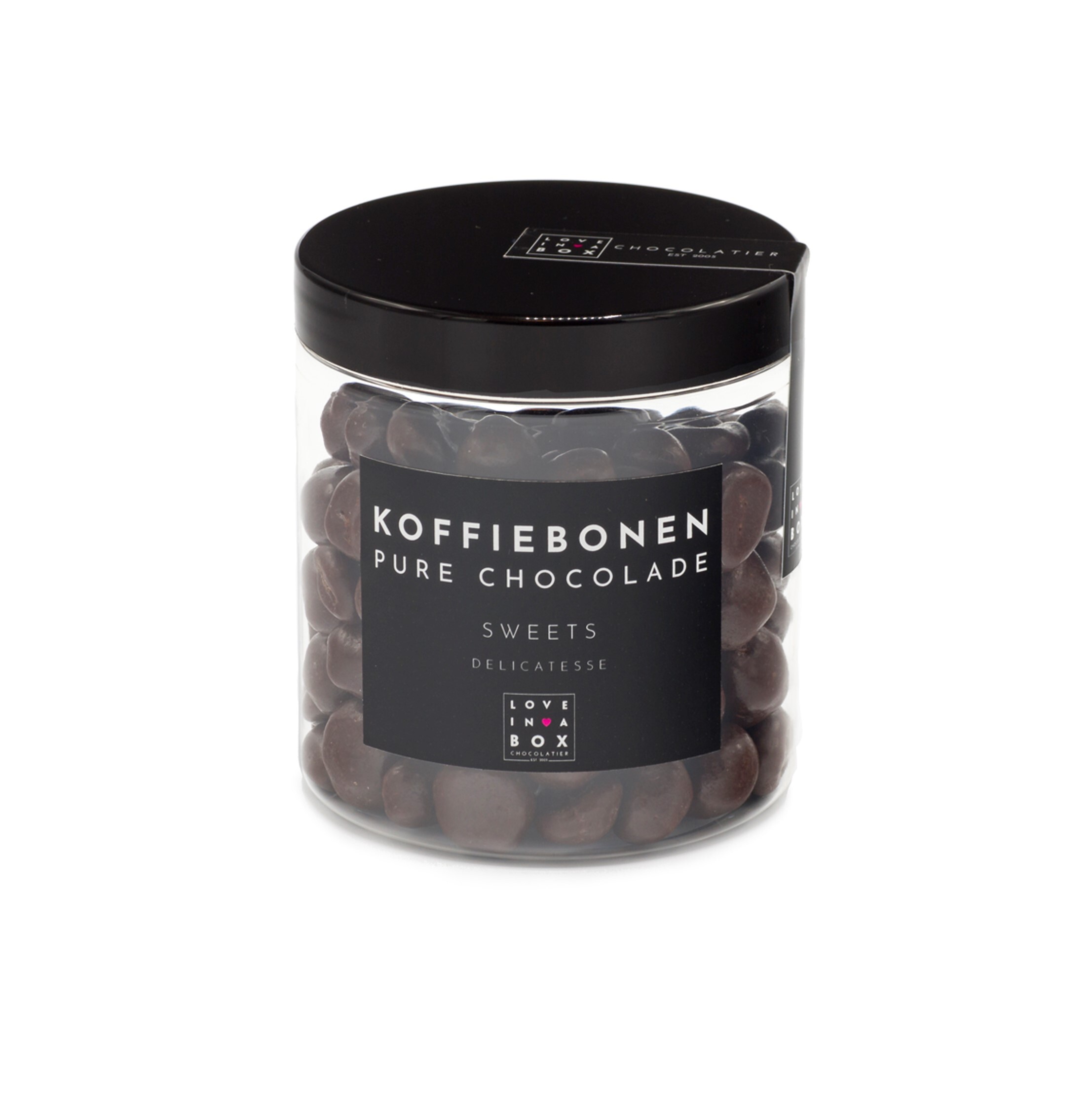 Love in a box - Chocolade Koffiebonen, Puur, 150gr