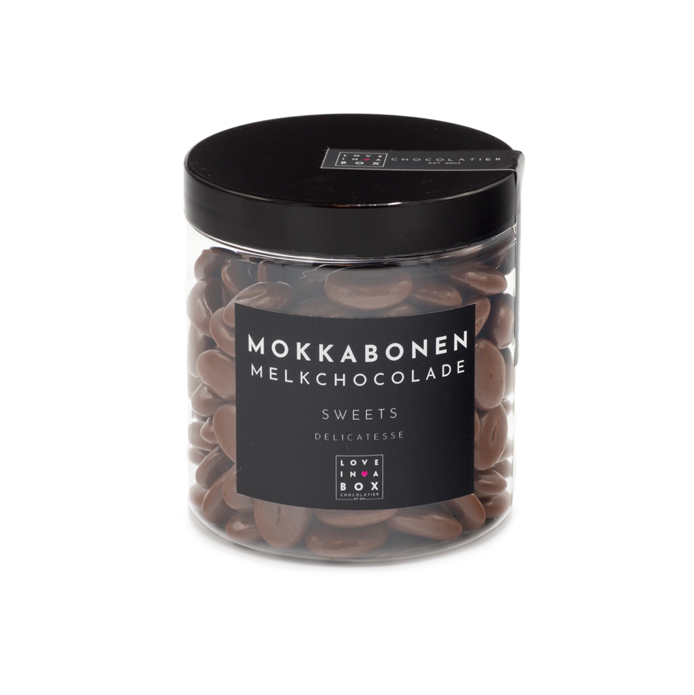 Love in a box - Chocolade Mokkabonen, Melk, 175gr