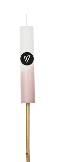 Zoedt - Tuin fakkel half dipped roze/wit, 'Zwart wit hartje'