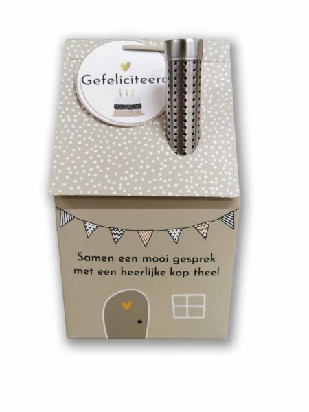 Natural Flowercards - Theehuisje 'Gefeliciteerd'