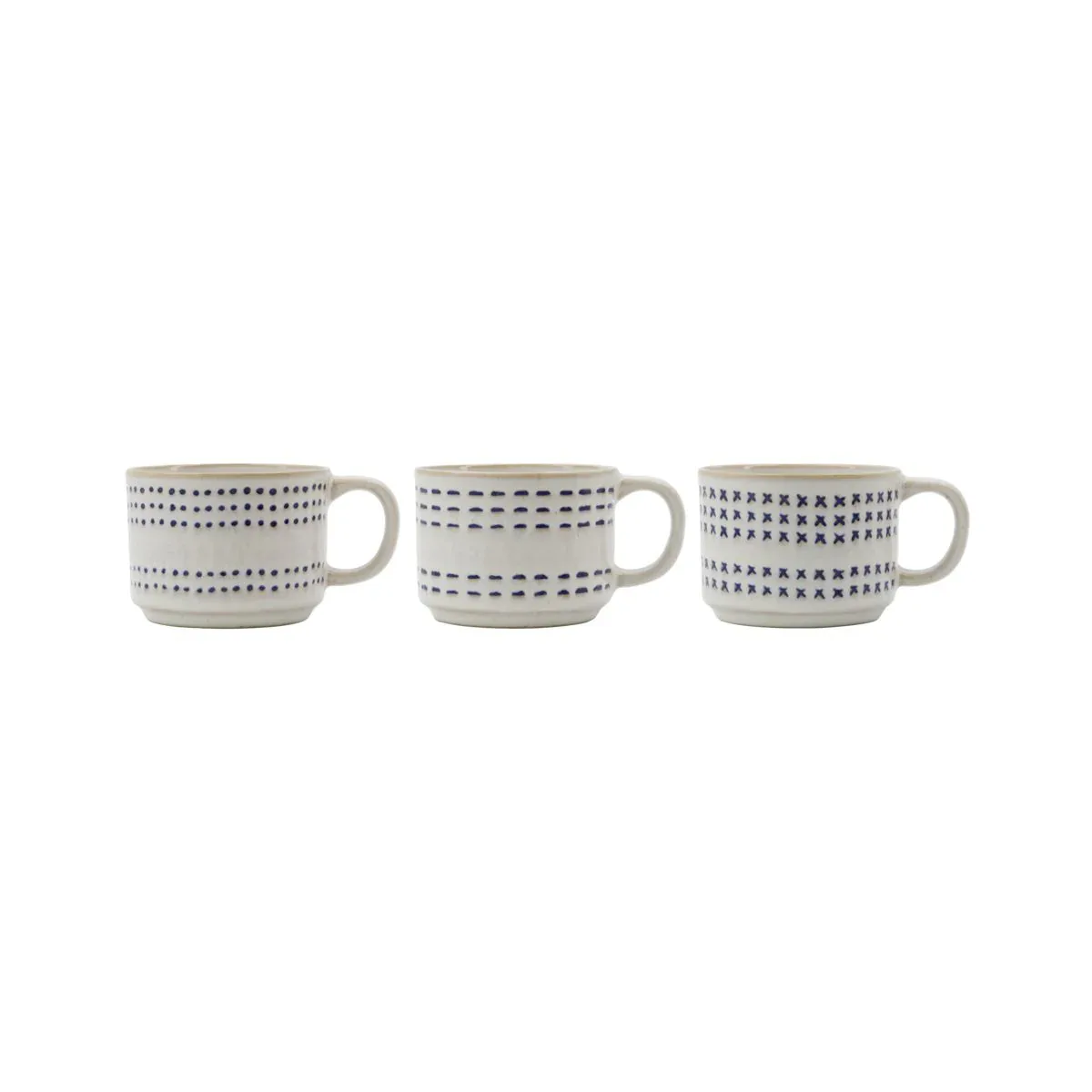 House Doctor - Mug Stich, Off-white, Set 3st