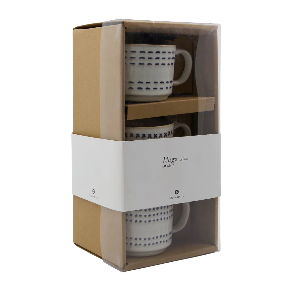House Doctor - Mug Stich, Off-white, Set 3st