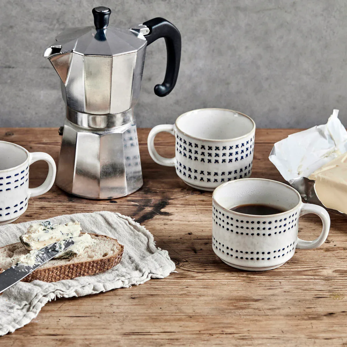 House Doctor - Mug Stich, Off-white, Set 3st