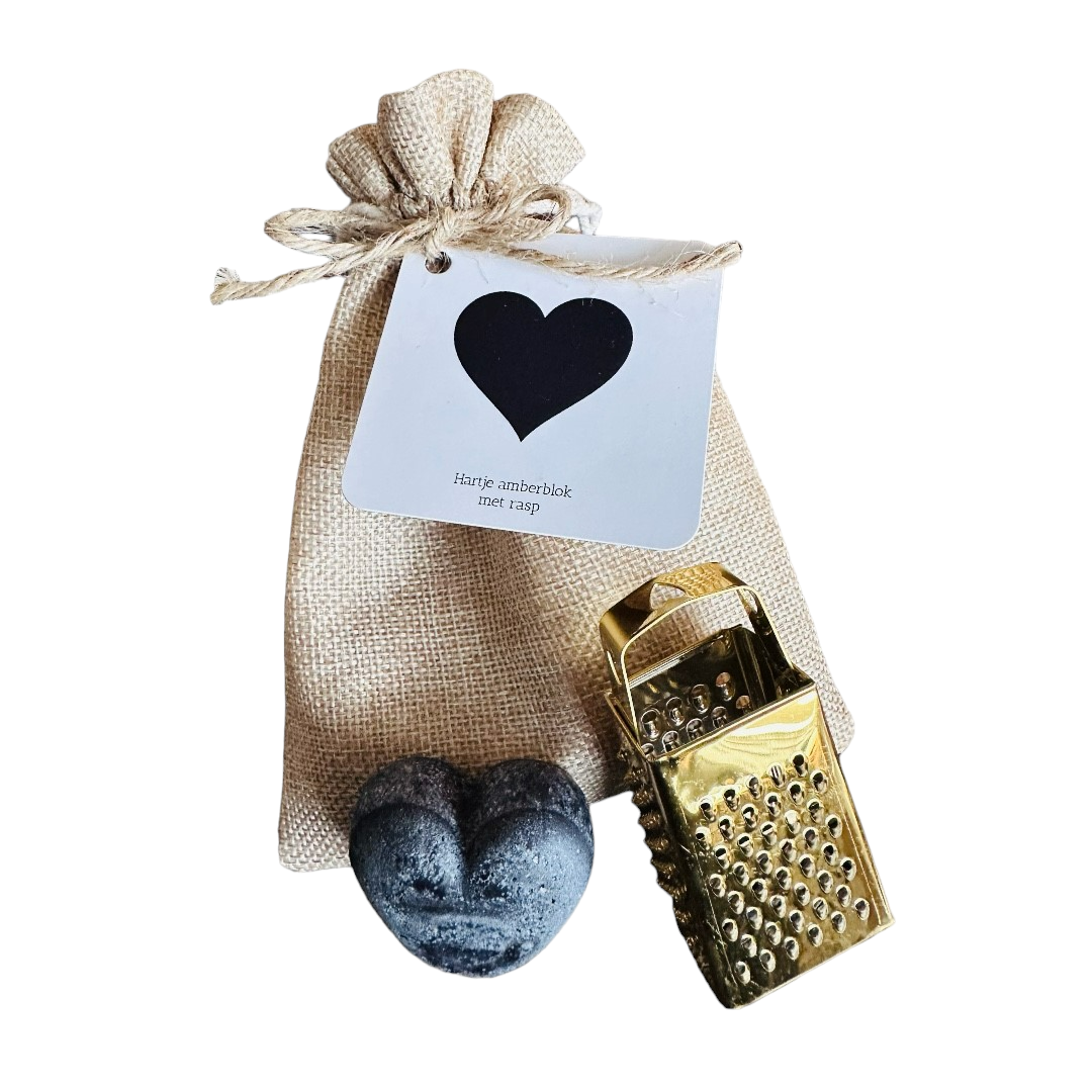 Love by Anne - Amberblok met rasp, Hart