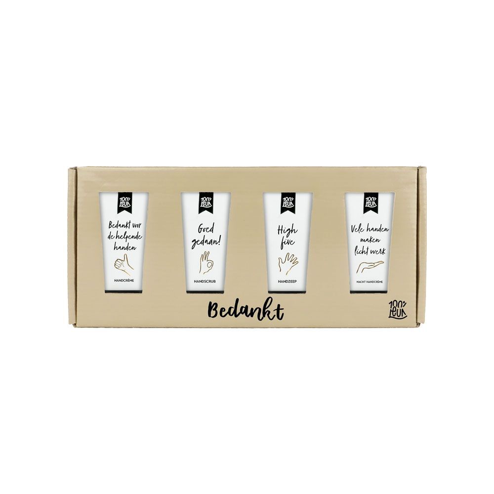 Cadeauset 'Bedankt voor de helpende handen' – 100% Leuk