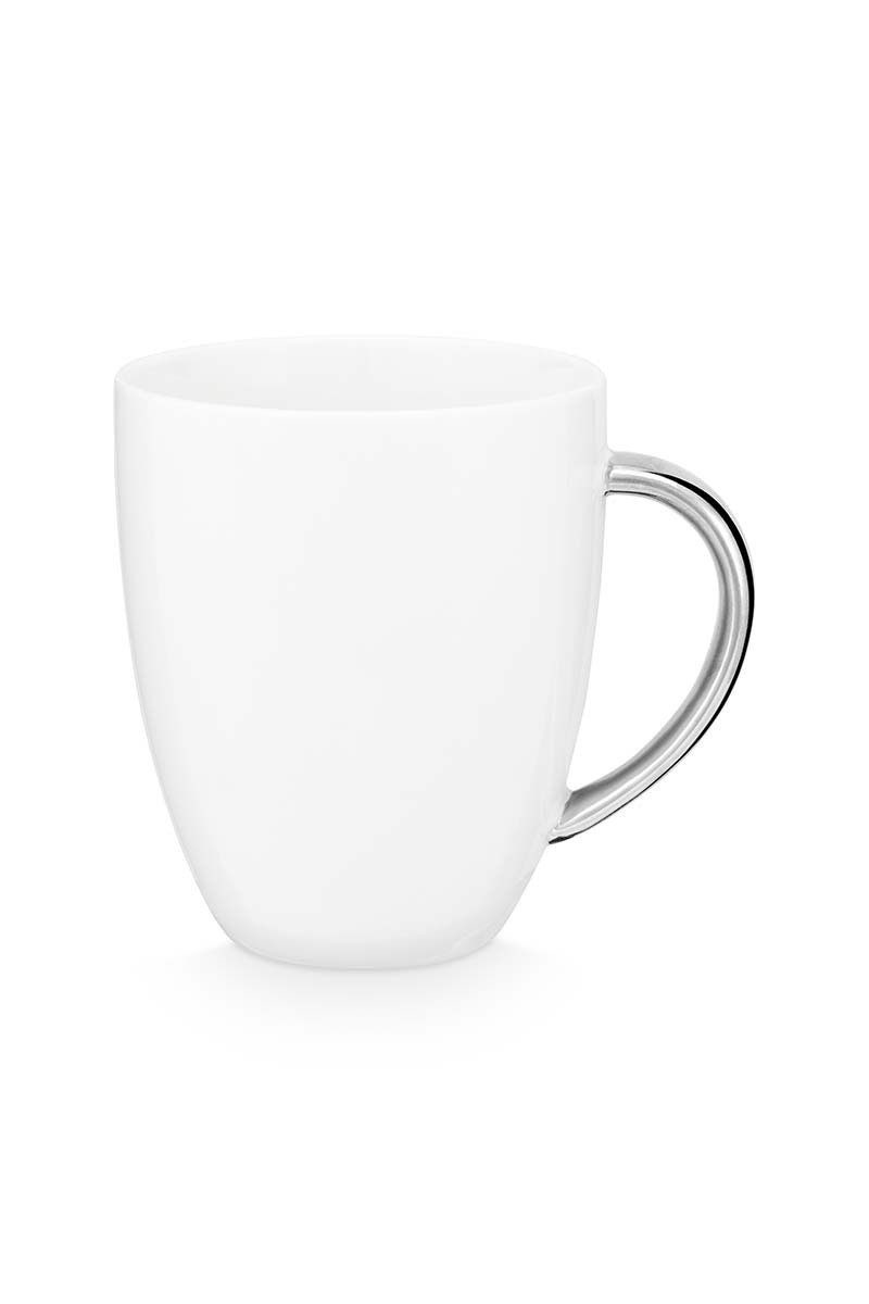 Mok met oor, wit-zilver, 250ml, vtwonen servies