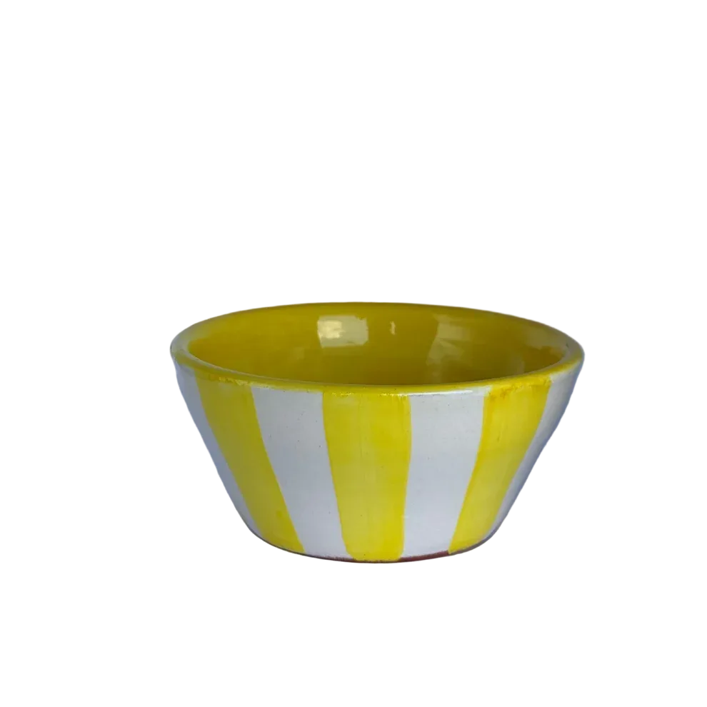 Sus.Studio - Azura Schaaltje Streep, 9cm, Geel/Wit