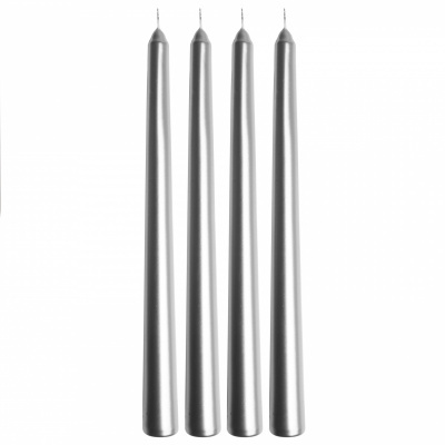 Dinerkaarsen Zilver, 4 stuks- Gusta