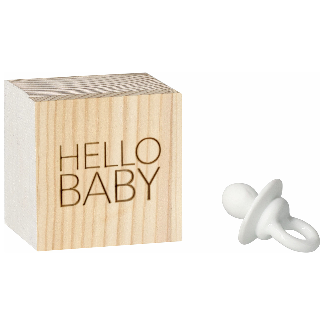 Räder - Geluksdoosje Hello Baby, houten doosje met fopspeentje