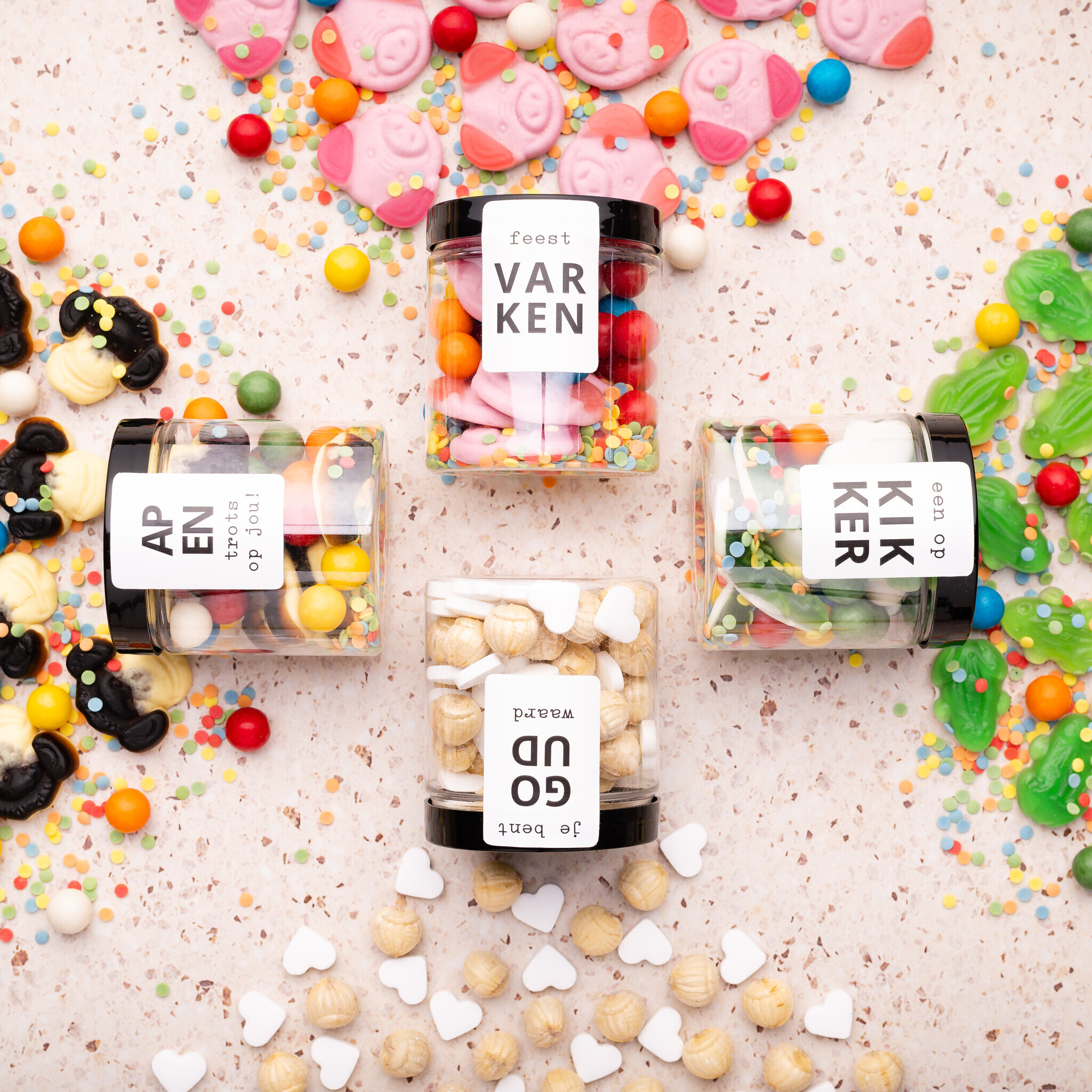 Snoeppotje kado - diverse soorten - Bottle Language