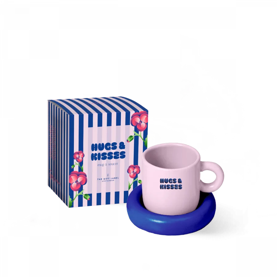 THE GIFT LABEL - Mug & Saucer, Hugs & Kisses