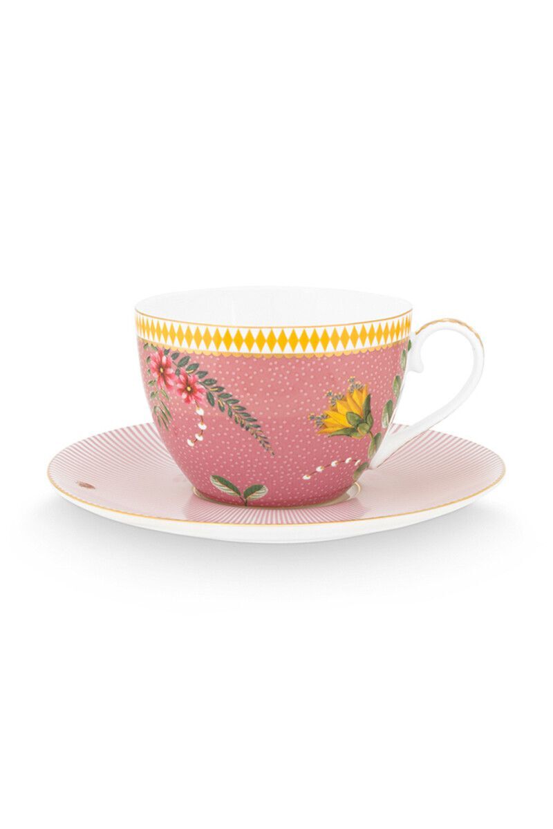 Pip Studio - La Majorelle Roze, Cappuccino Kop & Schotel, 280ml