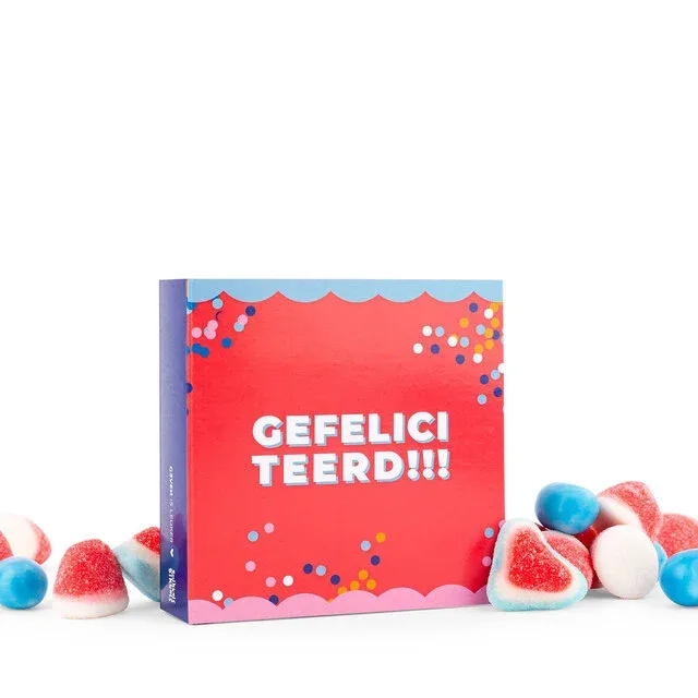 Geven is Leuker - Snoepkaart, 'Gefeliciteerd'.