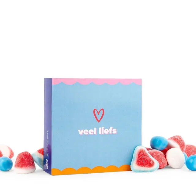 Geven is Leuker - Snoepkaart, 'Veel liefs'.