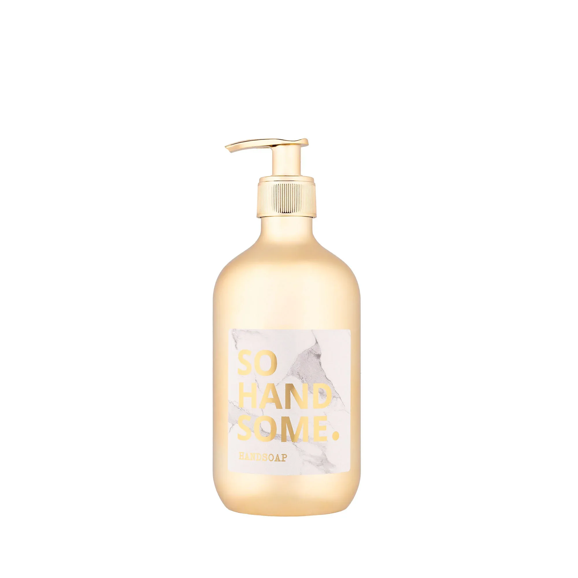 So handsome - Gouden zeeppompje (500 ml), Bottle Language