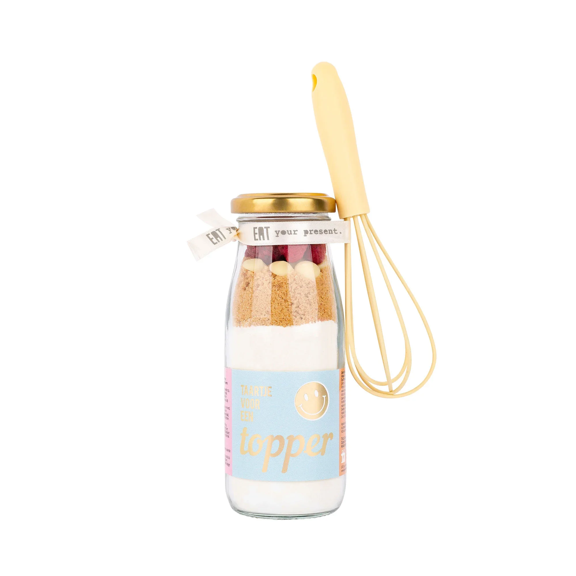 Taartje voor een topper! Bakflesje met garde, Eat your present