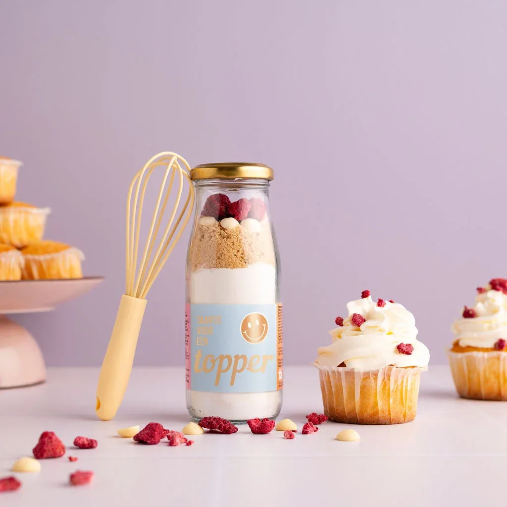 Taartje voor een topper! Bakflesje met garde, Eat your present