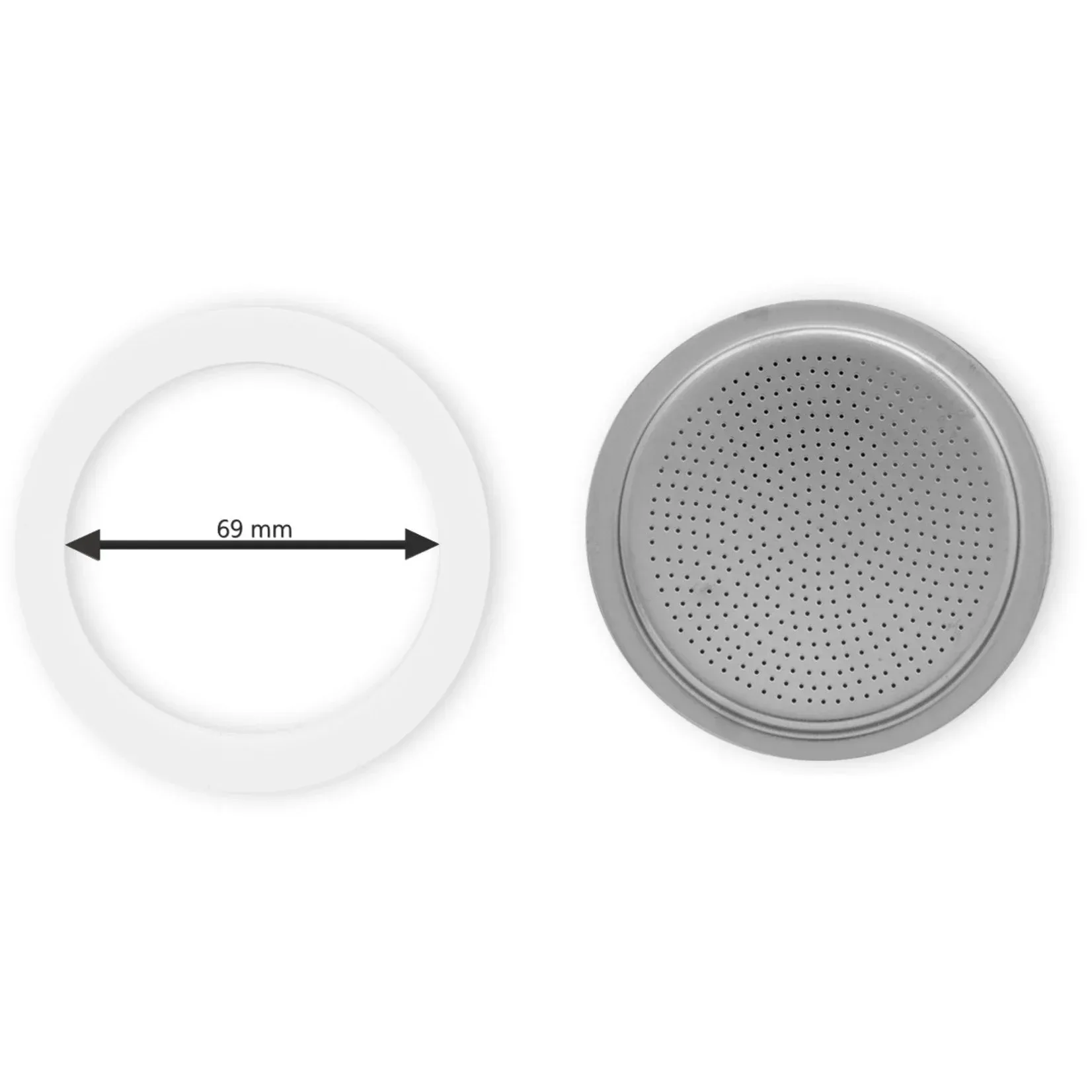 Bialetti -  Filterplaatje + Siliconen Ring, 10/c RVS