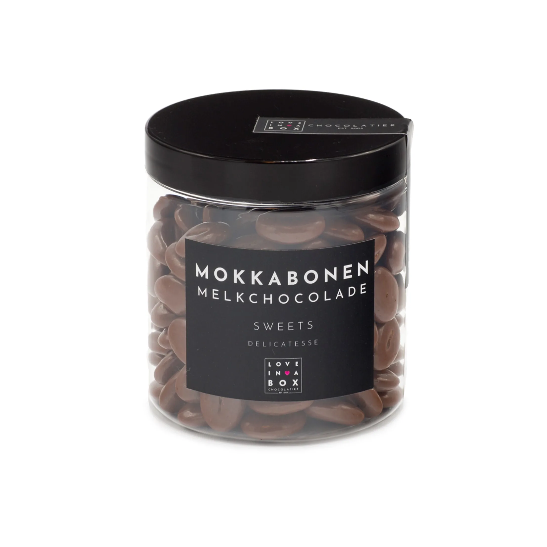 Love in a box - Chocolade Mokkabonen, Melk, 175gr
