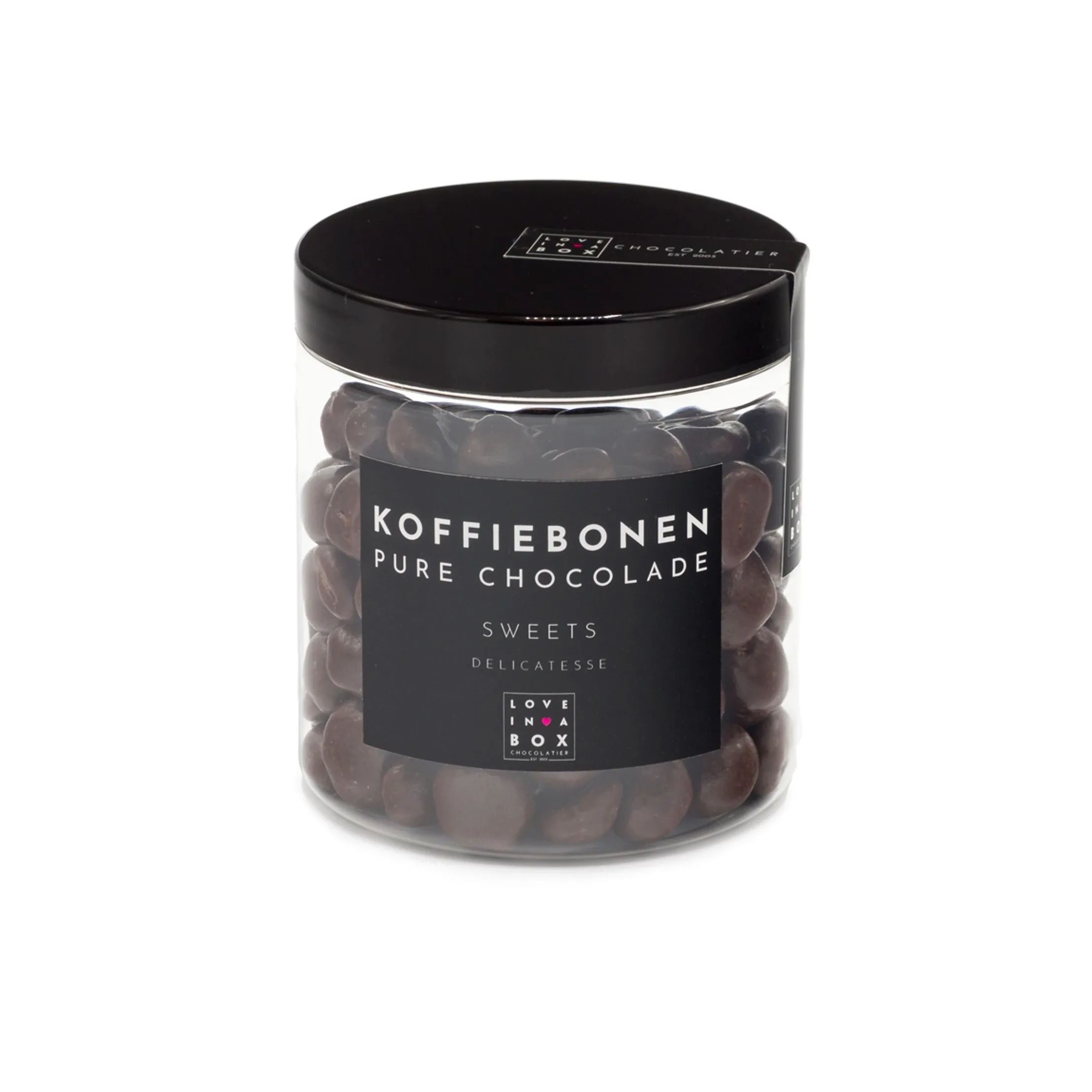 Love in a box - Chocolade Koffiebonen, Puur, 150gr