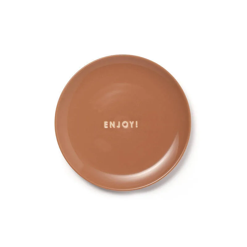 Vondels - Taartbordje ENJOY!, Terracotta, ø16 cm