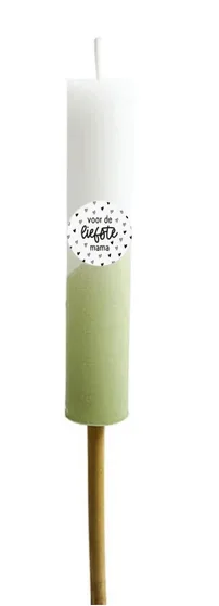 Zoedt - Tuin fakkel half dipped groen/wit, 'Voor de liefste mama'