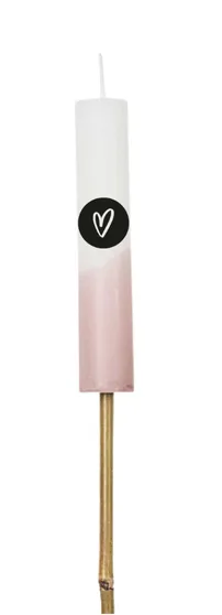 Zoedt - Tuin fakkel half dipped roze/wit, 'Zwart wit hartje'