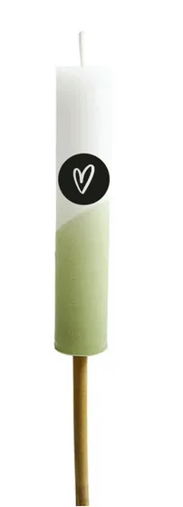 Zoedt - Tuin fakkel half dipped groen/wit, 'Zwart wit hartje'