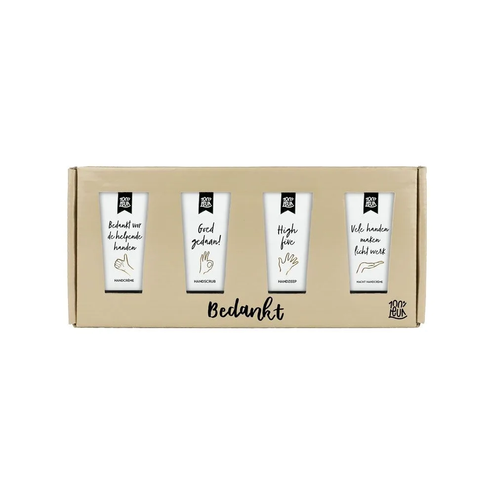 Cadeauset 'Bedankt voor de helpende handen' – 100% Leuk