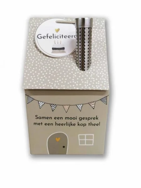 Natural Flowercards - Theehuisje 'Gefeliciteerd'