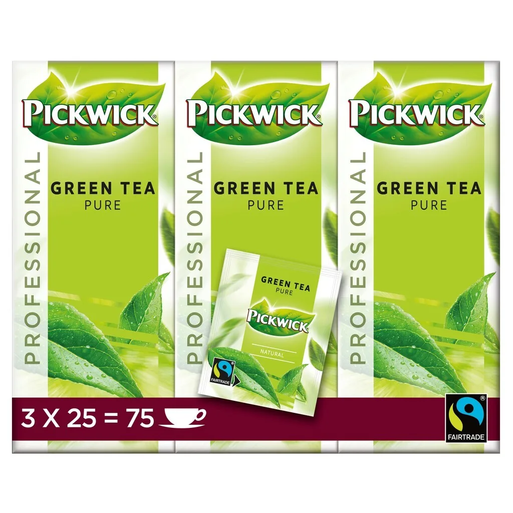 Pickwick Groene thee Pure Fairtrade, 75x1,5g met envelop