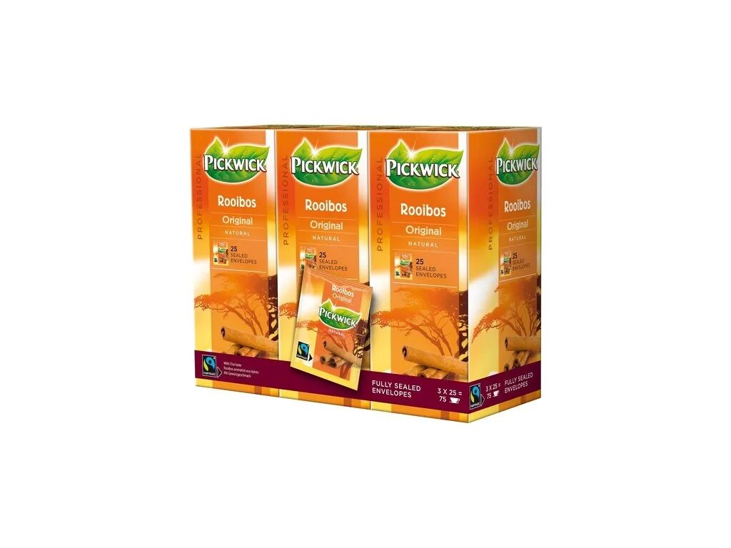 Pickwick Rooibos Fairtrade, 75x1,5g met envelop