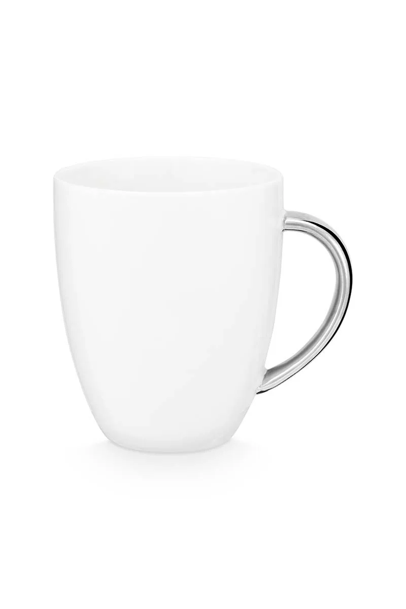 Mok met oor, wit-zilver, 250ml, vtwonen servies