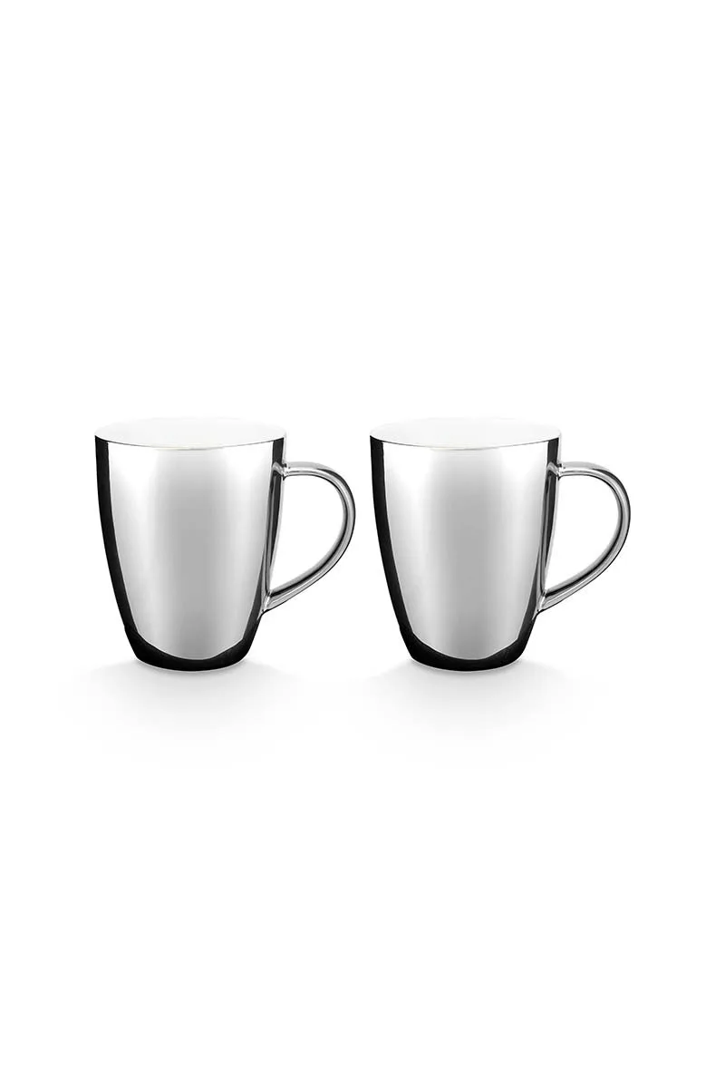 Set van 2 XL mokken, zilver, 400ml