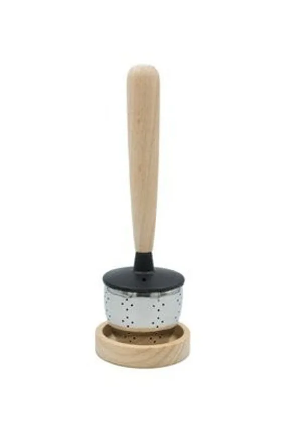 Theezeef met houten handvat en theetip