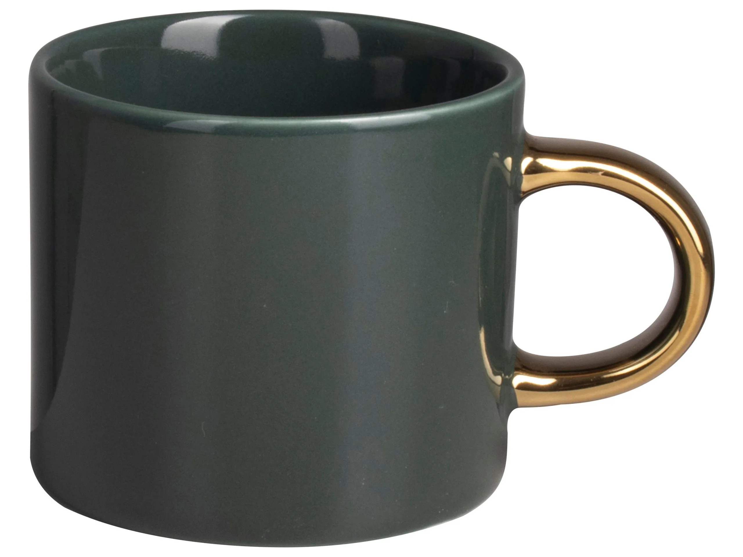 Mok donker groen met gouden oor, 230ml