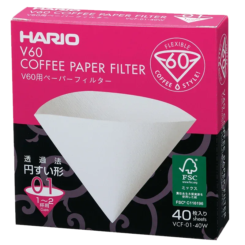 Hario - V60 Filterpapier Wit, 01, 40st.