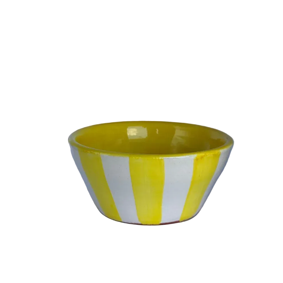 Sus.Studio - Azura Schaaltje Streep, 9cm, Geel/Wit