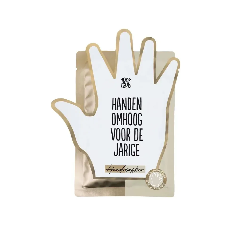 100% Leuk - Handmasker 'Handen omhoog voor de jarige'.