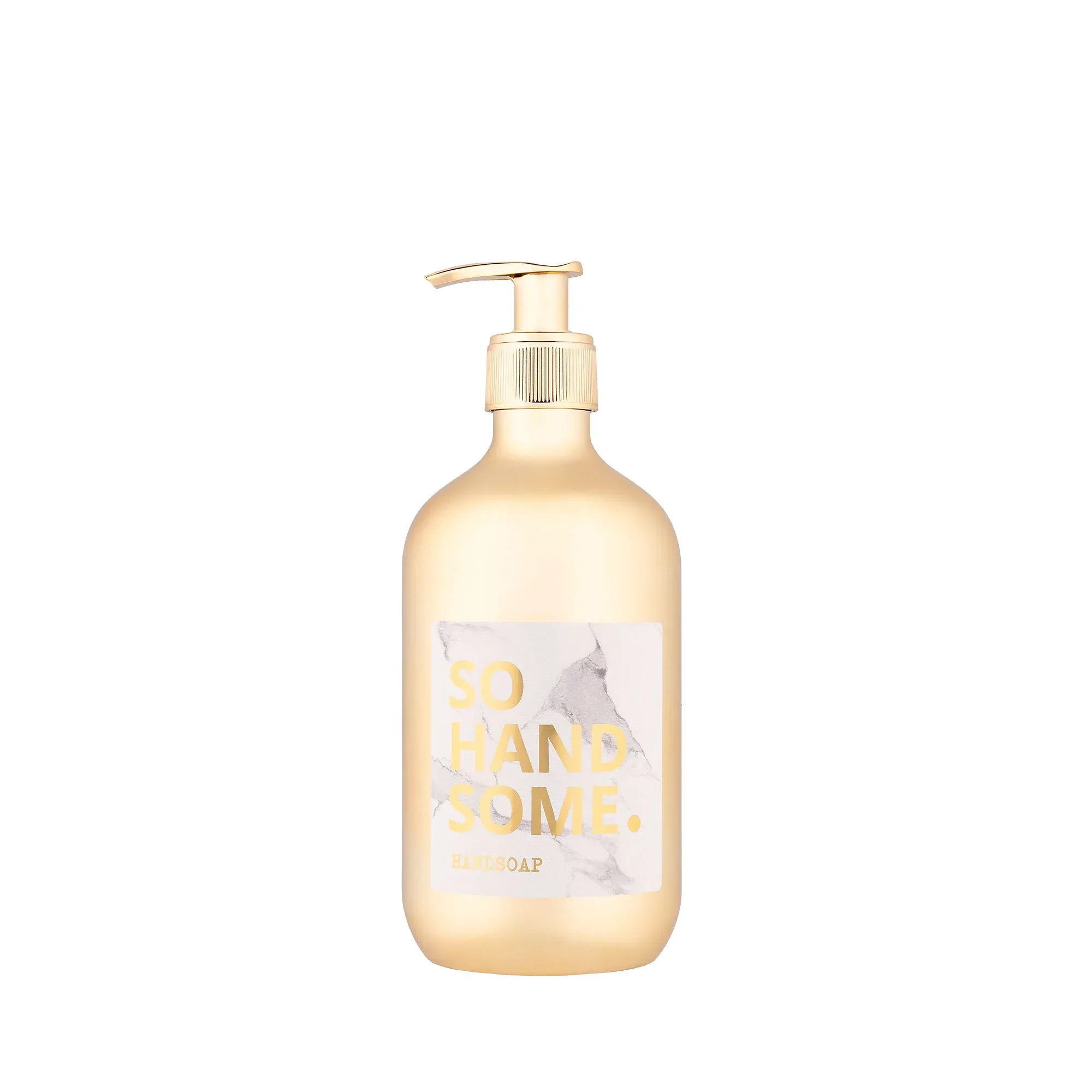 So handsome - Gouden zeeppompje (500 ml), Bottle Language