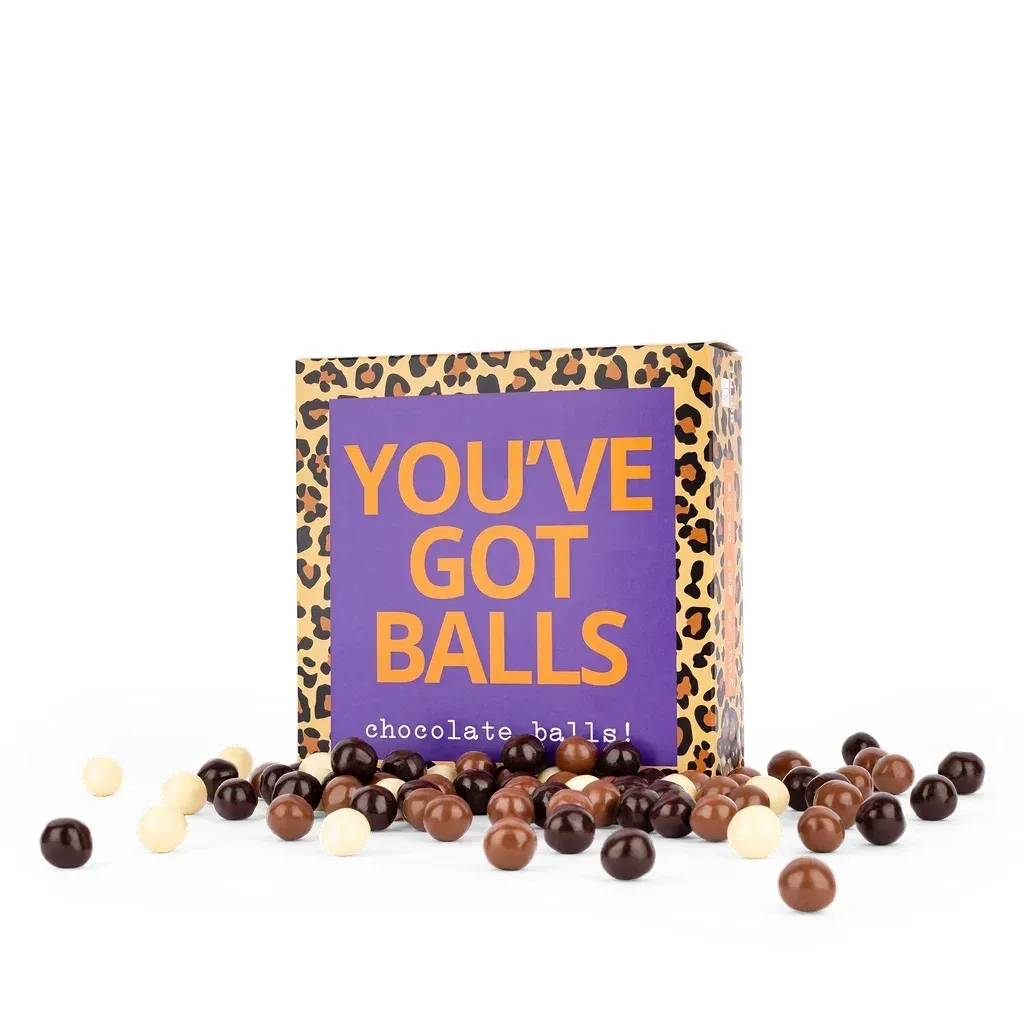 Bottle Language - Chocola in cadeau doosje, 'You've got balls!'