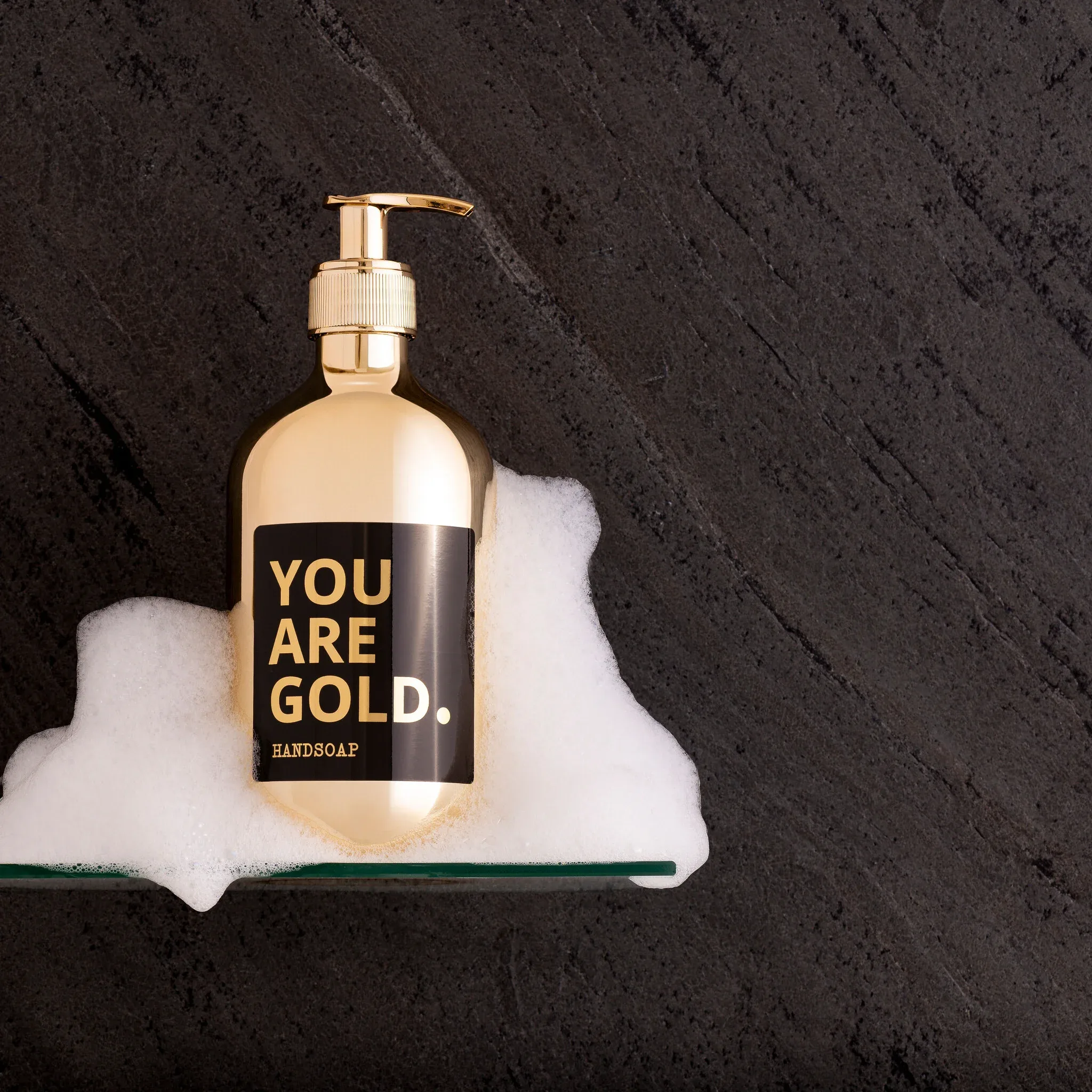 You are gold - Gouden zeeppompje (500 ml), Bottle Language