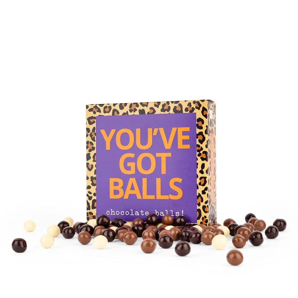 Bottle Language - Chocola in cadeau doosje, 'You've got balls!'