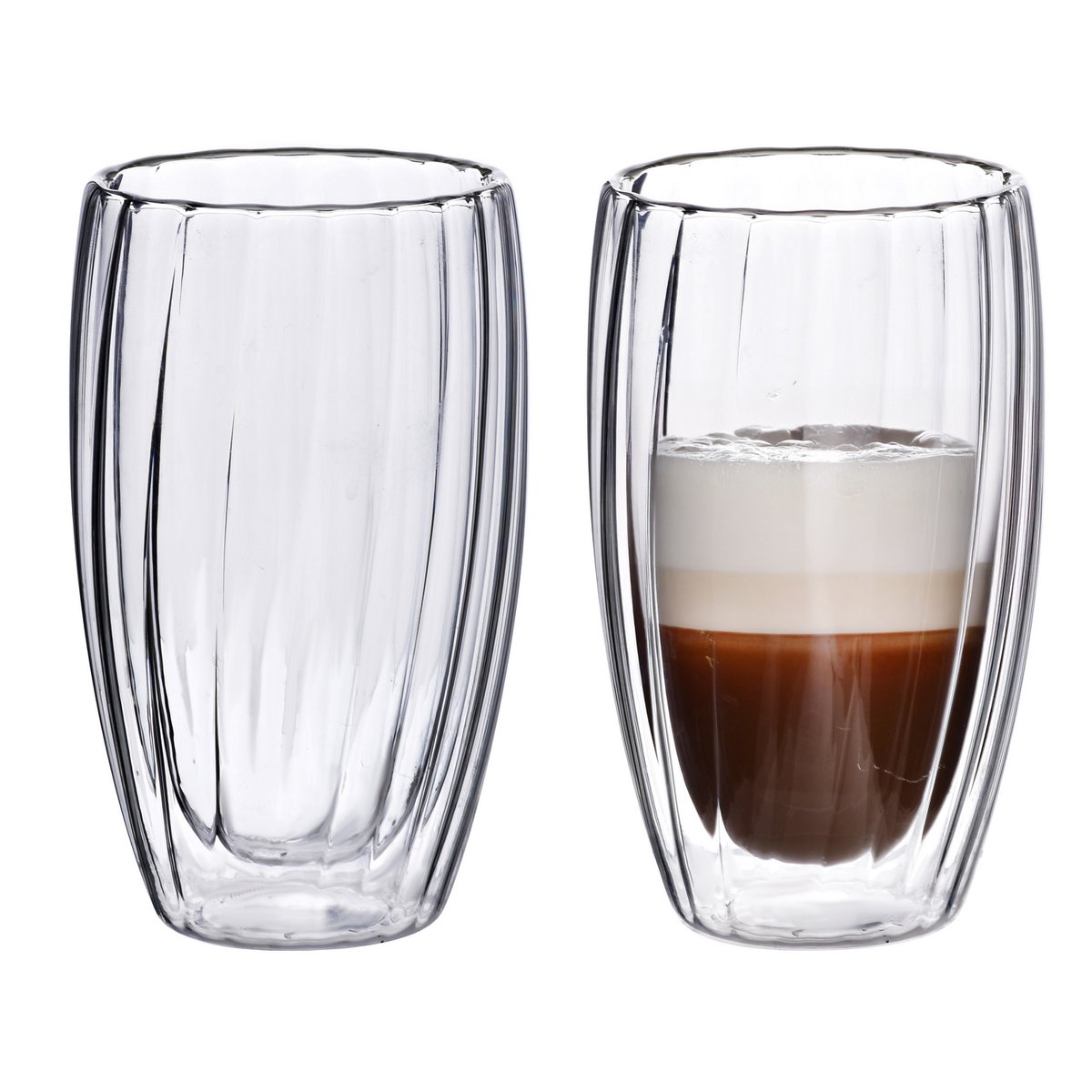Allesken - Dubbelwandige glazen Ribbel, set van 2, 450ml - Afbeelding 2
